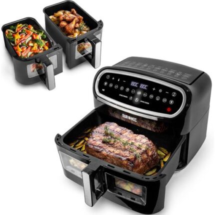 Freidora de Aire Duronic AF34 BK 2400W, 2 Cestas de 5L + 1 de 10L, 10 Programas, 50–200ºC